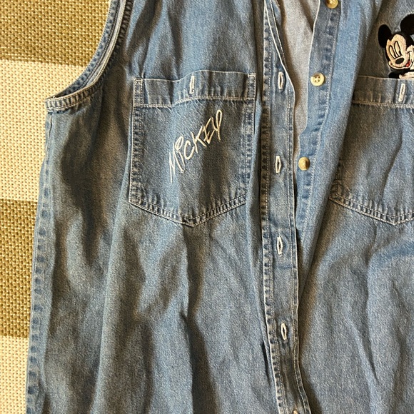 Vintage y2K Disney Mickey Unlimited Mouse denim button down tank shirt size XL - Picture 2 of 5